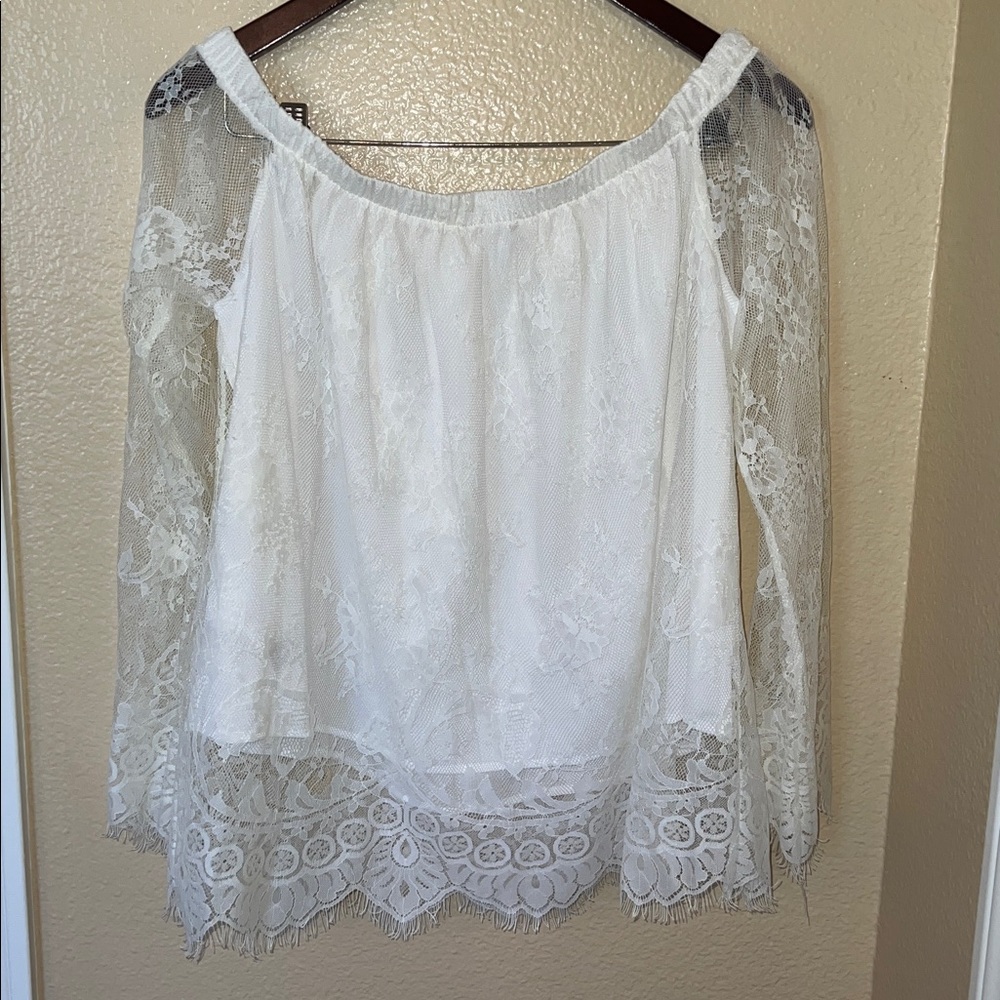 True Religion White Lace Blouse - Picture 2 of 4